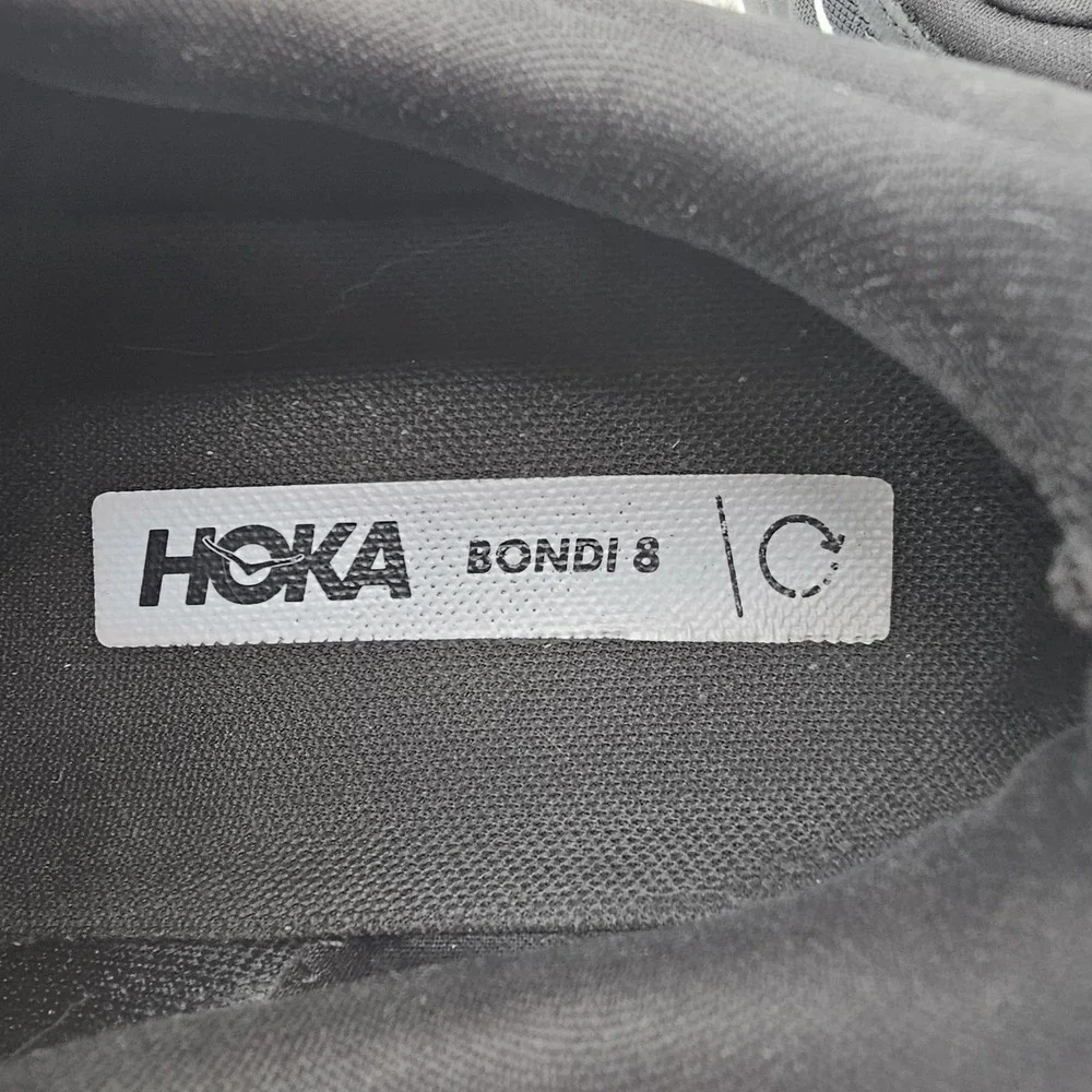 Hoka One One Bondi 8 Shoes Womens Size 7.5‎ Black Running Sneakers 1127952-BWHT